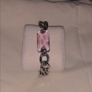 Pink Crystal and Rugged Chain Bracelet